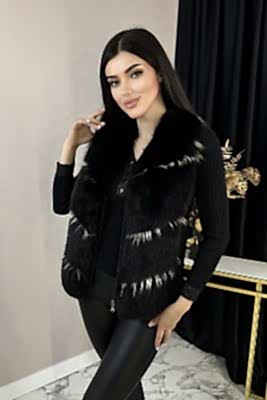 Фото товара Жилет 222.05 с отд. из песца, черный Фото товара Жилет 222.05 с отд. из песца, черный