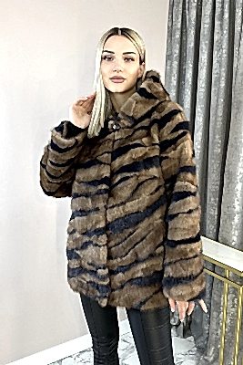 Фото товара Куртка норка 001/1246К (куски), бежево-синий