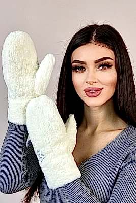 Фото товара Варежки жен. из иск. меха M002, белый