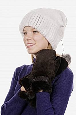 Фото товара Варежки 001.002 бобр комбинированные, Кофе